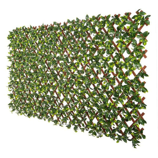NATURAE DECOR Expandable Pvc Trellis Hedges 36 in. X 72 in. Gardenia Artificial Leaf 3672BR-4000-1PK