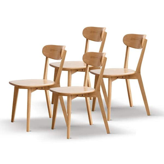 Harper & Bright Designs Natural Oak 100% Solid Wood Dining Chair Set of 4 with Curved Backrest GCCPYW73058