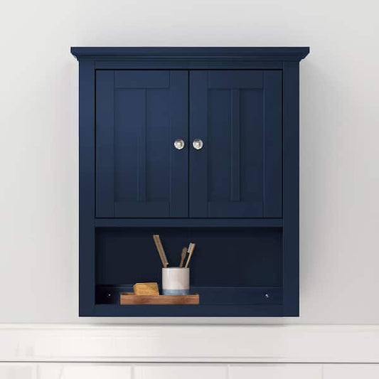 Home Decorators Collection Fremont 23 in. W x 7 in. D x 26 in. H Bathroom Storage Wall Cabinet in Navy Blue TJ-FTW2623BLU