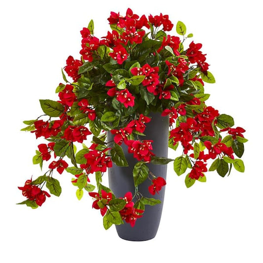 Nearly Natural Indoor/Outdoor 26 in. Bougainvillea Artificial Plant in Planter UV Resistant 8692