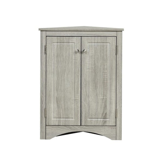 YOFE Oak Finish Triangle Accent Cabinet with Adjustable Shelves Floor Storage Corner Cabinet for Bathroom Home Office Kitchen CamyOK-GI4065AALWF28-Acabinet01