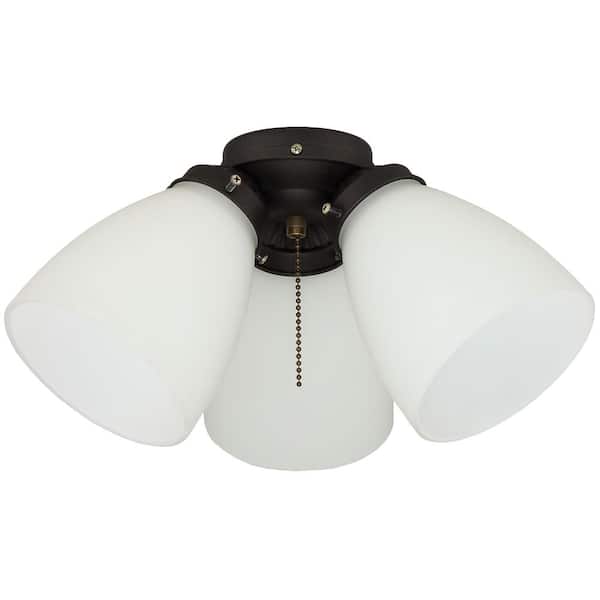 Hampton Bay 3-Light Oil Rubbed Bronze Ceiling Fan Shades LED Light Kit 91384