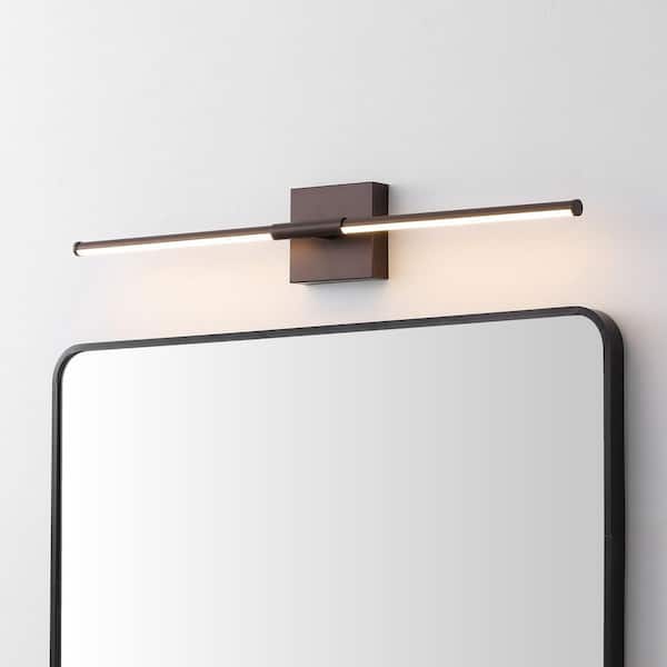 JONATHAN Y Makena 28 in. 2-Light Oil Rubbed Bronze Dimmable Integrated LED Modern Metal Wall Sconce JYL7022D
