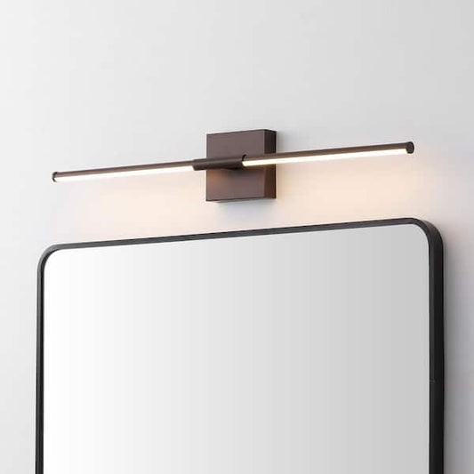 JONATHAN Y Makena 28 in. 2-Light Oil Rubbed Bronze Dimmable Integrated LED Modern Metal Wall Sconce JYL7022D