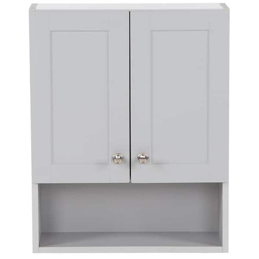 Glacier Bay Lancaster 21 in. W x 8 in. D x 26 in. H Surface-Mount Shaker Bathroom Storage Wall Cabinet in Pearl Gray LCOJ25-PG