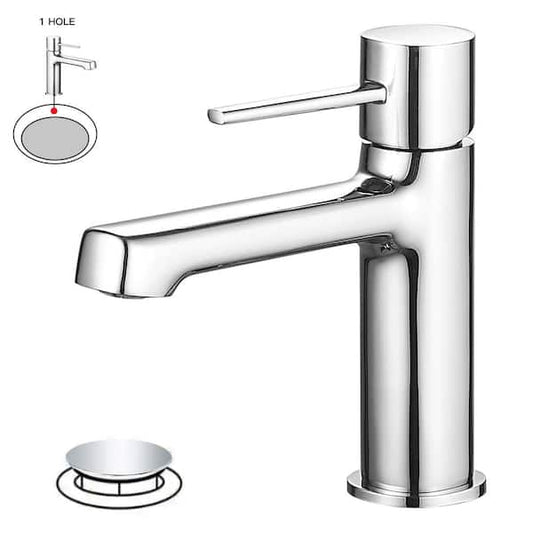 BWE Single Handle Single Hole Modern Bathroom Faucet Bathroom Drip-Free Vanity Sink Faucet in Polished Chrome A-96059-C