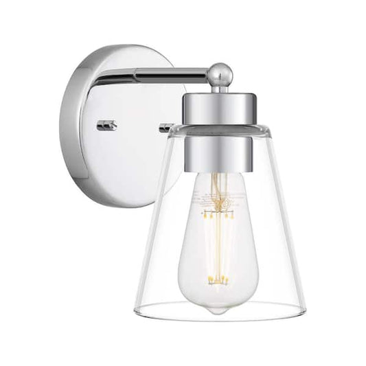 Hampton Bay Eastburn 1-Light Polished Chrome Wall Sconce with Clear Glass Shade HD32661A1