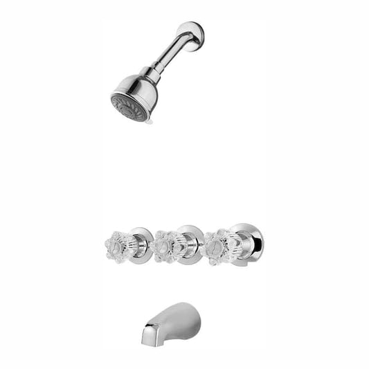 Pfister Bedford Triple Handle 3-Spray Tub and Shower Faucet 1.8 GPM in Polished Chrome (Valve Included) 801-WS-2BDCC