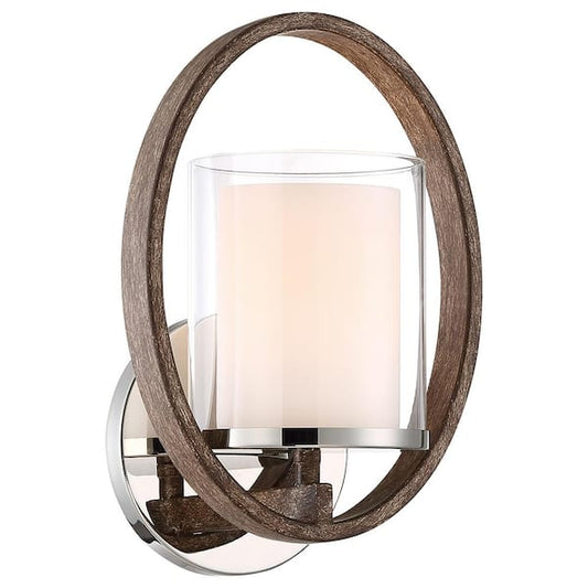Home Decorators Collection Downing 1-Light Polished Nickel/Corona Bronze Wall Sconce 28011