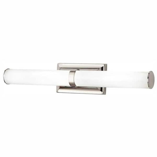 Home Decorators Collection Rolande 100-Watt Equivalent Polished Nickel LED Vanity Light with Tube Etched Glass 22838