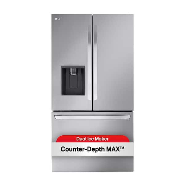 LG 26 cu. ft. Smart Counter-Depth MAX French Door Refrigerator with Dual Ice Makers in PrintProof Stainless Steel LRFXC2606S