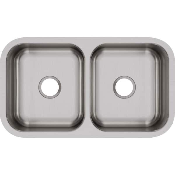 Elkay Dayton 31.75 in. Undermount 50/50 Double Bowl 18 Gauge Stainless Steel Sink Only DXUH3118
