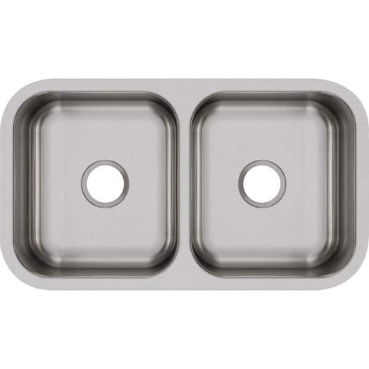 Elkay Dayton 31.75 in. Undermount 50/50 Double Bowl 18 Gauge Stainless Steel Sink Only DXUH3118