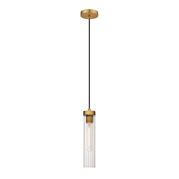 Unbranded Beau 1-LightRubbed Brass Pendant Light with Glass Shade 740P-RB