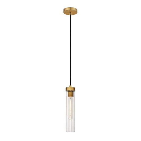 Unbranded Beau 1-LightRubbed Brass Pendant Light with Glass Shade 740P-RB