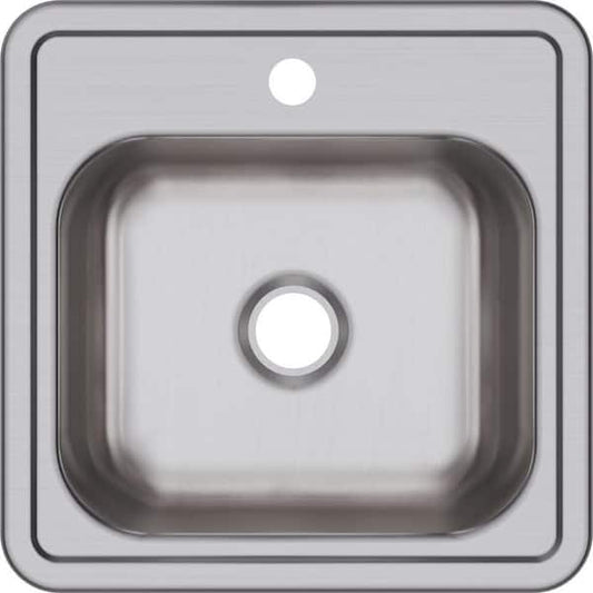 Elkay Dayton 15 in. Drop-in Single Bowl Satin Stainless Steel Bar Sink Only D115151