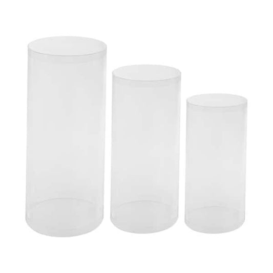 YIYIBYUS Clear Plastic Cylinder Display Stands Toys Dolls Transparent Dustproof Display Decorative Stands (Set of 3) JJOU7A-000200