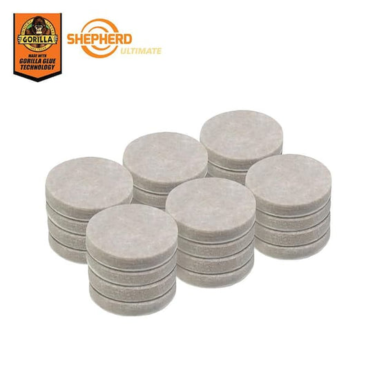 Shepherd Ultimate 1-1/2 in. Beige Round Self-Adhesive Furniture Felt Pads with Gorilla Glue Technology (24-Pack) 4718324UG