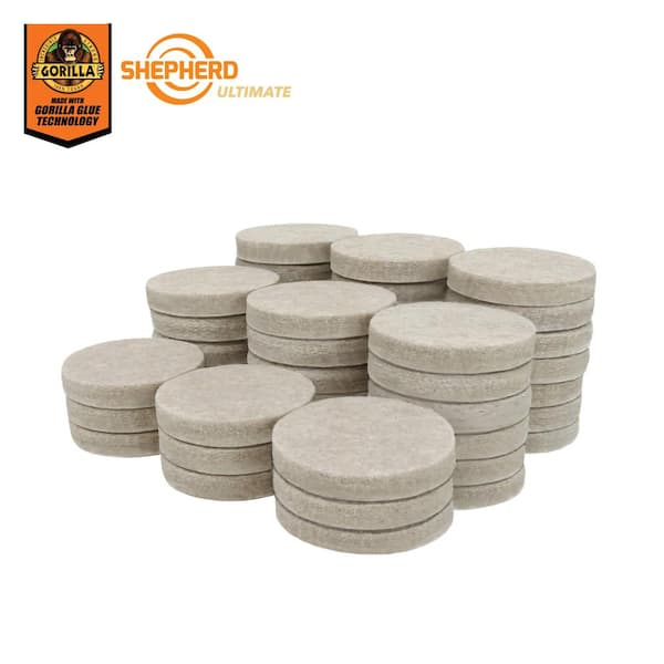Shepherd Ultimate 1 in. Beige Round Self-Adhesive Furniture Felt Pads with Gorilla Glue Technology (48-Pack) 4719024UG