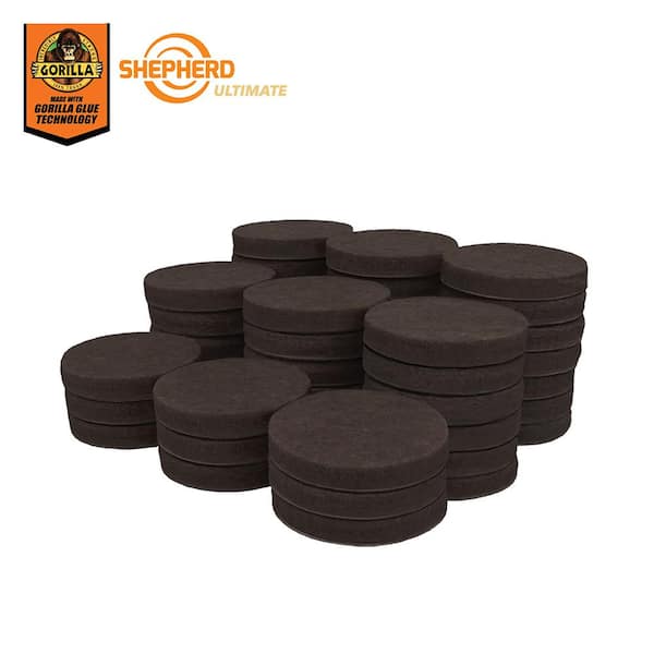 Shepherd Ultimate 1 in. Brown Round Self-Adhesive Furniture Felt Pads with Gorilla Glue Technology (48-Pack) 4728624UG