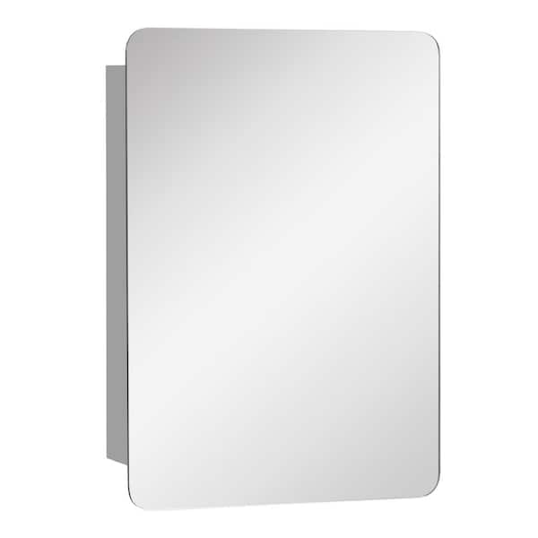 kleankin 18 in. W x 26 in. H Bathroom Silver Recessed/Surface Mount Medicine Cabinet with Mirror, Storage Shelf, Stainless Steel 834-263