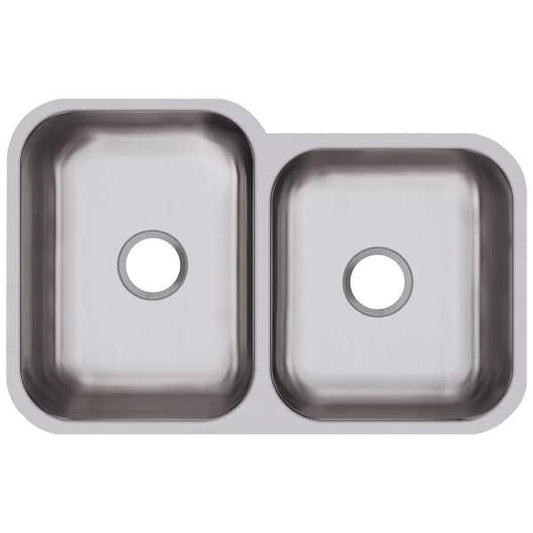 Elkay Dayton 32 in. Undermount Offset 60/40 Double Bowl 18-Gauge Soft Satin Stainless Steel Kitchen Sink Only DCFU312010R
