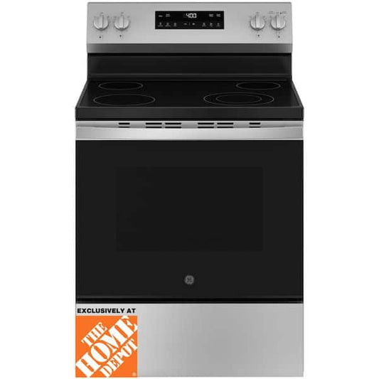 GE 30 in. 4 Burner Element Free-Standing Electric Range in Stainless Steel w/Stainless Knobs GRF40HSVSS