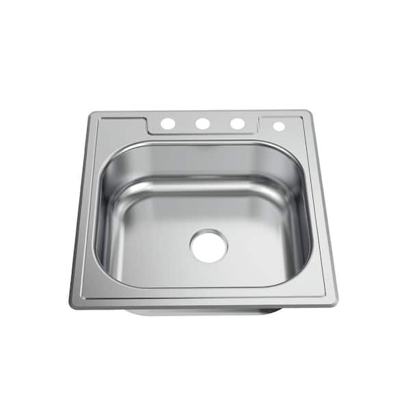 Glacier Bay 25 in. Drop-in Single Bowl 22 Gauge Stainless Steel Kitchen Sink VT2522A16