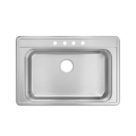 Glacier Bay 33 in. Drop-In Single Bowl 20 Gauge Stainless Steel Kitchen Sink VT3322A18