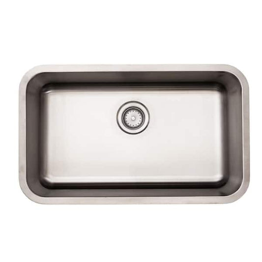 Glacier Bay Builder 30 in. Undermount Single Bowl 18 Gauge Stainless Steel Kitchen Sink with Strainer VU3018A19