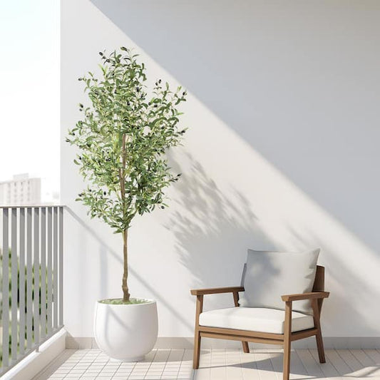 Swafrrt 7 ft. Artificial Olive Tree in Pot, Large Faux Olive Silk Tree for Indoor Home Decor and Housewarming Gift HD-GLS1-7FT-US