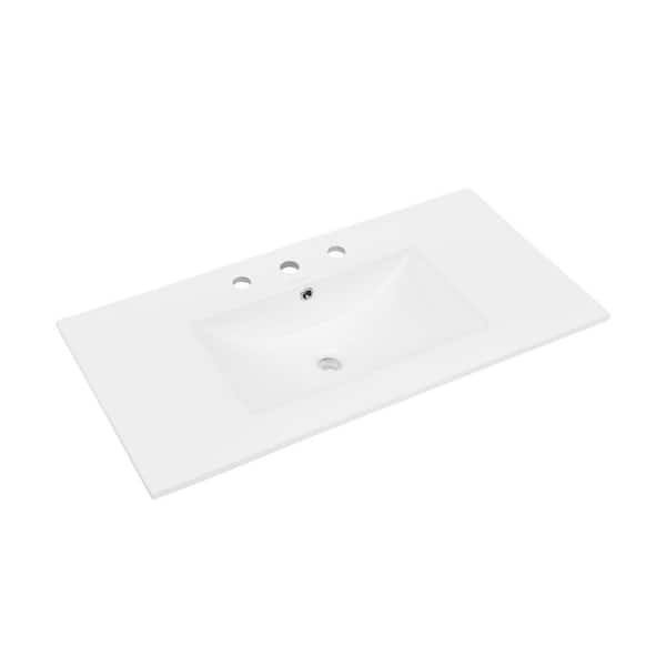 Swiss Madison 36 in. W x 5.5 in. D Ceramic Vanity Top in Glossy White 3-Holes SM-VT336-3