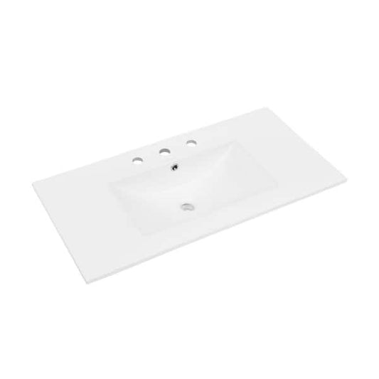 Swiss Madison 36 in. W x 5.5 in. D Ceramic Vanity Top in Glossy White 3-Holes SM-VT336-3