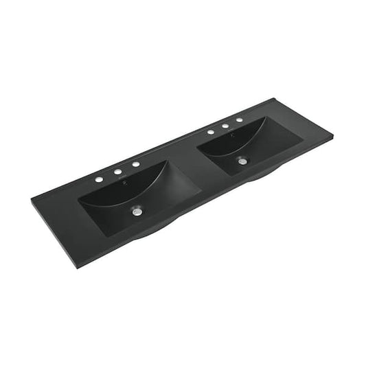 Swiss Madison 60 in. W x 5.5 in. D Ceramic Vanity Top in Matte Black with 3 Holes SM-VT360-3MB