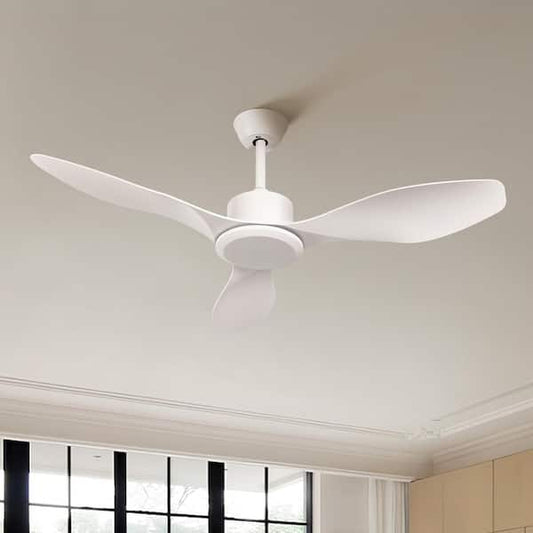 TOZING 48 in. Smart Indoor Modern Windmill White Low Profile Flush Mount Ceiling Fan without Light with Remote Control CF-CT098-WL