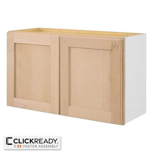Hampton Bay 30 in. W x 12 in. D x 18 in. H Ready to Assemble Wall Bridge Kitchen Cabinet in Unfinished with CLICKREADY Technology W301812