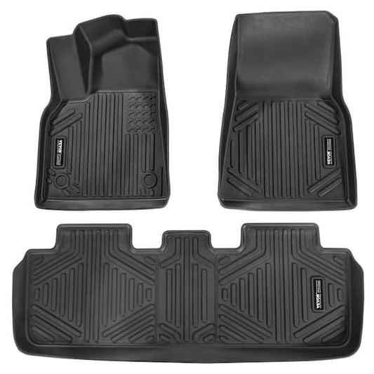 VEVOR Automotive Floor Mats, Fits for Tesla Model Y 2021-2024,3 pcs Front and 2nd Row Liners, All Weather Custom Fit TPE SUVDBDTSLMODYIWUMV0