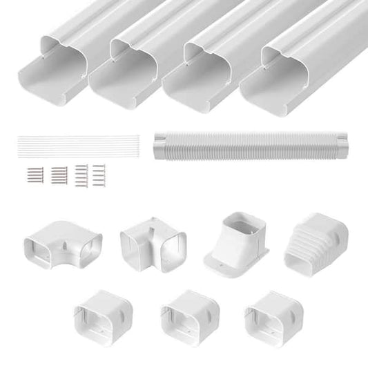 VEVOR Mini Split Line Set Cover 3 in. W x 15.8 ft. L PVC Decorative Pipe Line Cover for Air Conditioner with 4 Straight Ducts BSKSQFTSKDGX6NH9BV0