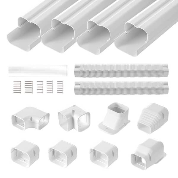 VEVOR Mini Split Line Set Cover 3 in. W x 17.6 ft. L PVC Decorative Pipe Line Cover for Air Conditioner with 4 Straight Ducts BSKSQFTSKDGXAZ41JV0