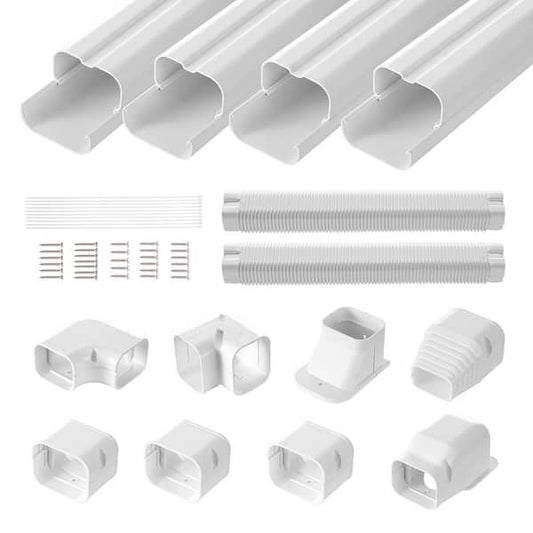 VEVOR Mini Split Line Set Cover 3 in. W x 17.6 ft. L PVC Decorative Pipe Line Cover for Air Conditioner with 4 Straight Ducts BSKSQFTSKDGXAZ41JV0