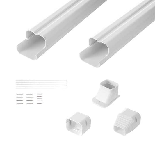 VEVOR Mini Split Line Set Cover 3 in. W 7.4 ft. L PVC Decorative Pipe Line Cover For Air Conditioner with 2 Straight Ducts BSKSQFTSKDGXVBQRUV0