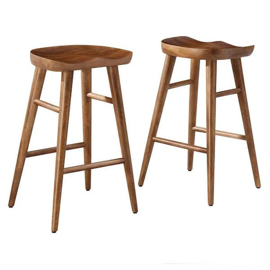 MODWAY Saville 27 in. in Walnut Backless Wood Counter Stools - Set of 2 EEI-6739-WAL