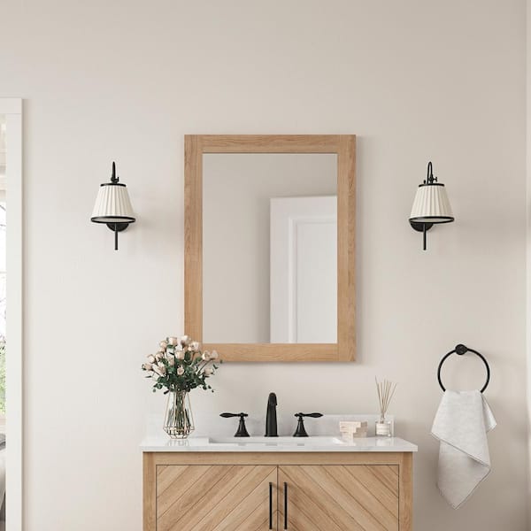 Glacier Bay Huckleberry 24 in. W x 32 in. H Rectangular Framed Wall Mount Bathroom Vanity Mirror in Weathered Tan HuckleberryMRWT