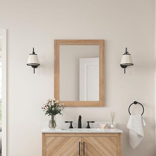 Glacier Bay Huckleberry 24 in. W x 32 in. H Rectangular Framed Wall Mount Bathroom Vanity Mirror in Weathered Tan HuckleberryMRWT
