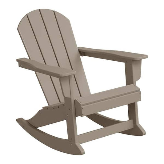 WESTIN OUTDOOR Laguna Fade Resistant Outdoor Patio HDPE Poly Plastic Adirondack Porch Rocking Chair in Weathered Wood 2001-RC-WW