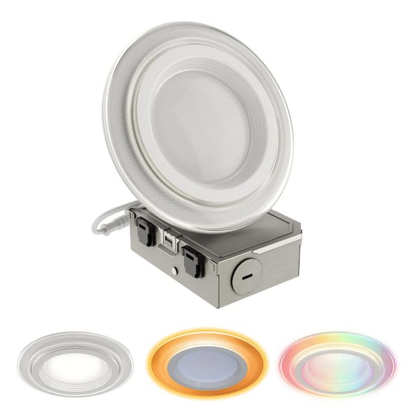 HALO RL Dual Zone 4 in. Smart Wi-Fi Canless Integrated LED Recessed Downlight Connected by WiZ Pro RLWZDZC4