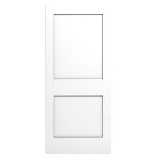 Alexandria Moulding 3068 36 in. W x 80 in. H 2 Panel Square Shaker Flat Core White Primed MDF Wood Interior Door Slab PR30682PFSHS8