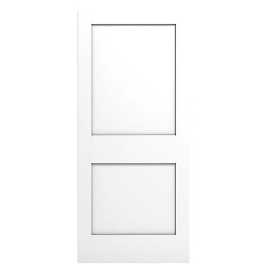 Alexandria Moulding 3068 36 in. W x 80 in. H 2 Panel Square Shaker Flat Core White Primed MDF Wood Interior Door Slab PR30682PFSHS8