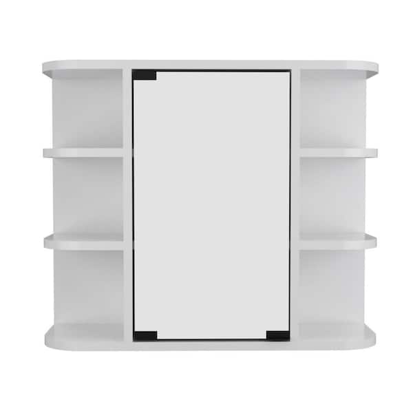 Amucolo 23.6 in. W x 19.6 in. H Rectangular White Wall Surface Mount Bathroom Storage Medicine Cabinet with Mirror and Shelves FM-CYB1-818