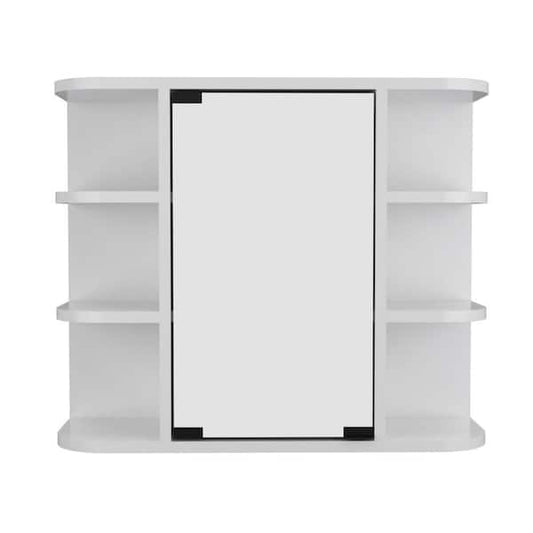 Amucolo 23.6 in. W x 19.6 in. H Rectangular White Wall Surface Mount Bathroom Storage Medicine Cabinet with Mirror and Shelves FM-CYB1-818